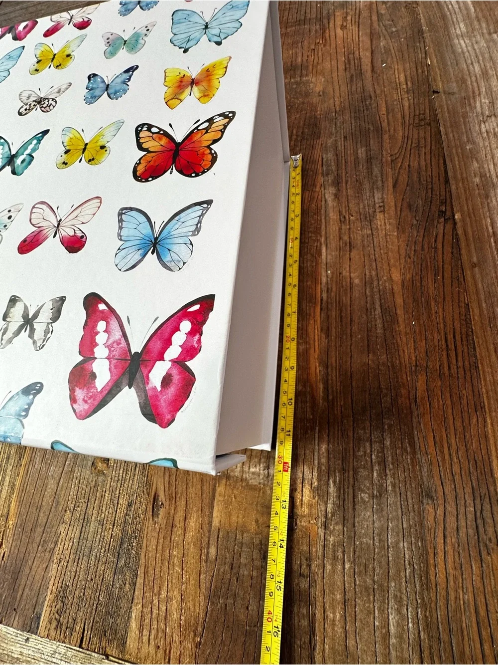 Butterfly Pattern Storage Box Set - White with Multi-Color Butterflies